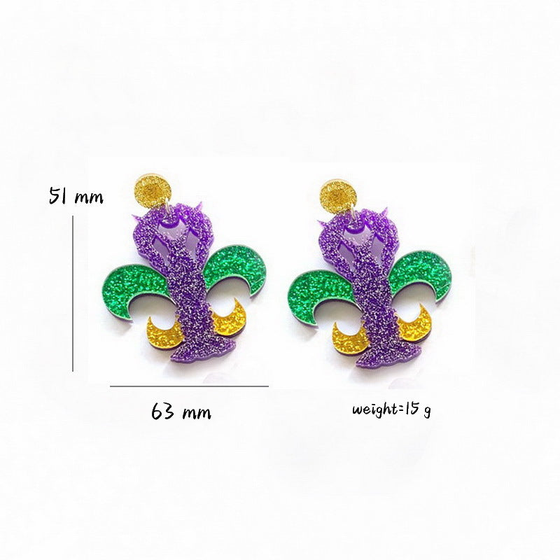 Pendientes acrílicos de payaso de Mardi Gras al por mayor