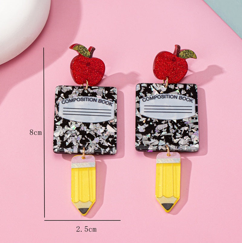 Wholesale Teacher' s Day Apple Acrylic Earrings