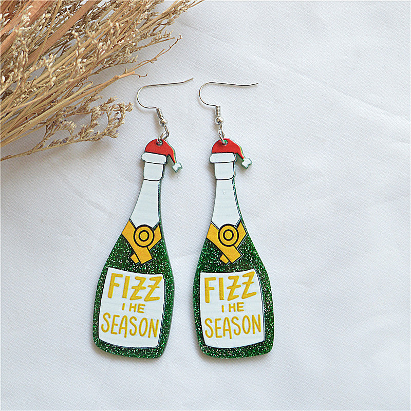 Wholesale Christmas dress long car snowman bottle old man earrings