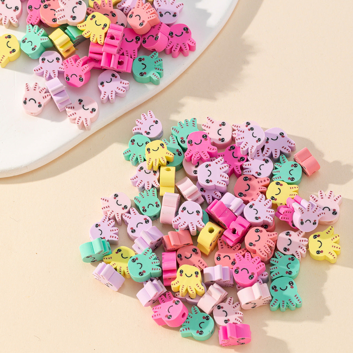 Wholesale 100pcs/pack Cartoon Cute Octopus Shape Soft Pottery Sliced Beads