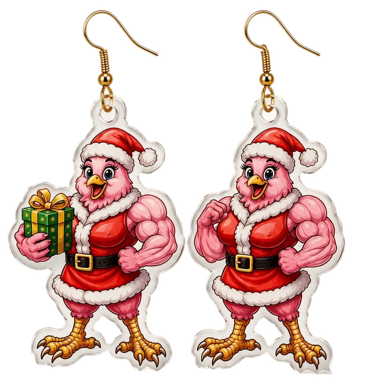 Wholesale Acrylic 2D Christmas Turkey And Tree Earrings Festive Cartoon Jewelry Party Wear Gift Boutique Resale