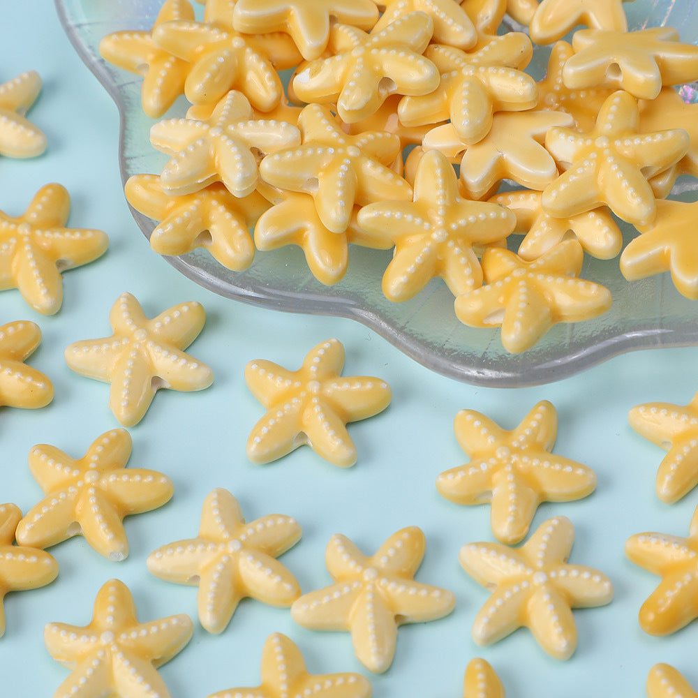 Wholesale 10pcs Starfish Perforated Handmade Ceramic Beads