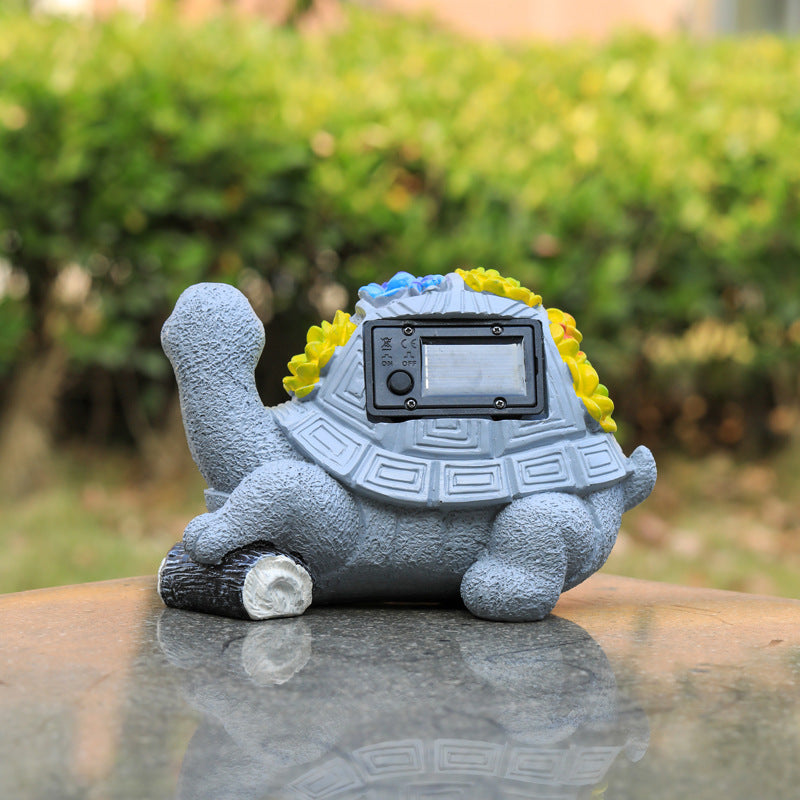 Wholesale Cartoon Cute Flower Turtle Solar Energy Lamp Resin Ornaments
