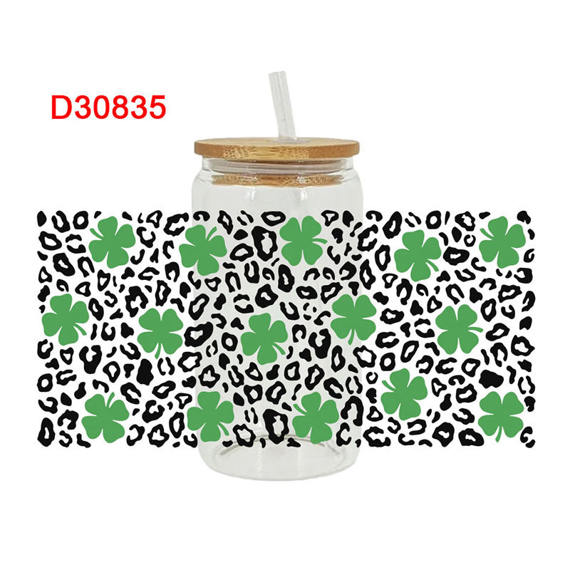 Wholesale St. Patrick's Day Rainbow Clover Alphabet Cartoon 16oz Cup UV DTF Wraps