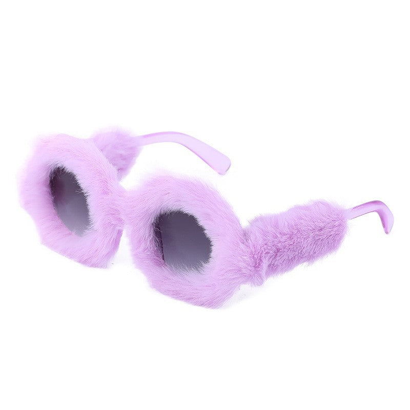 Wholesale Sleek Round-frame Plush All-over Sunglasses
