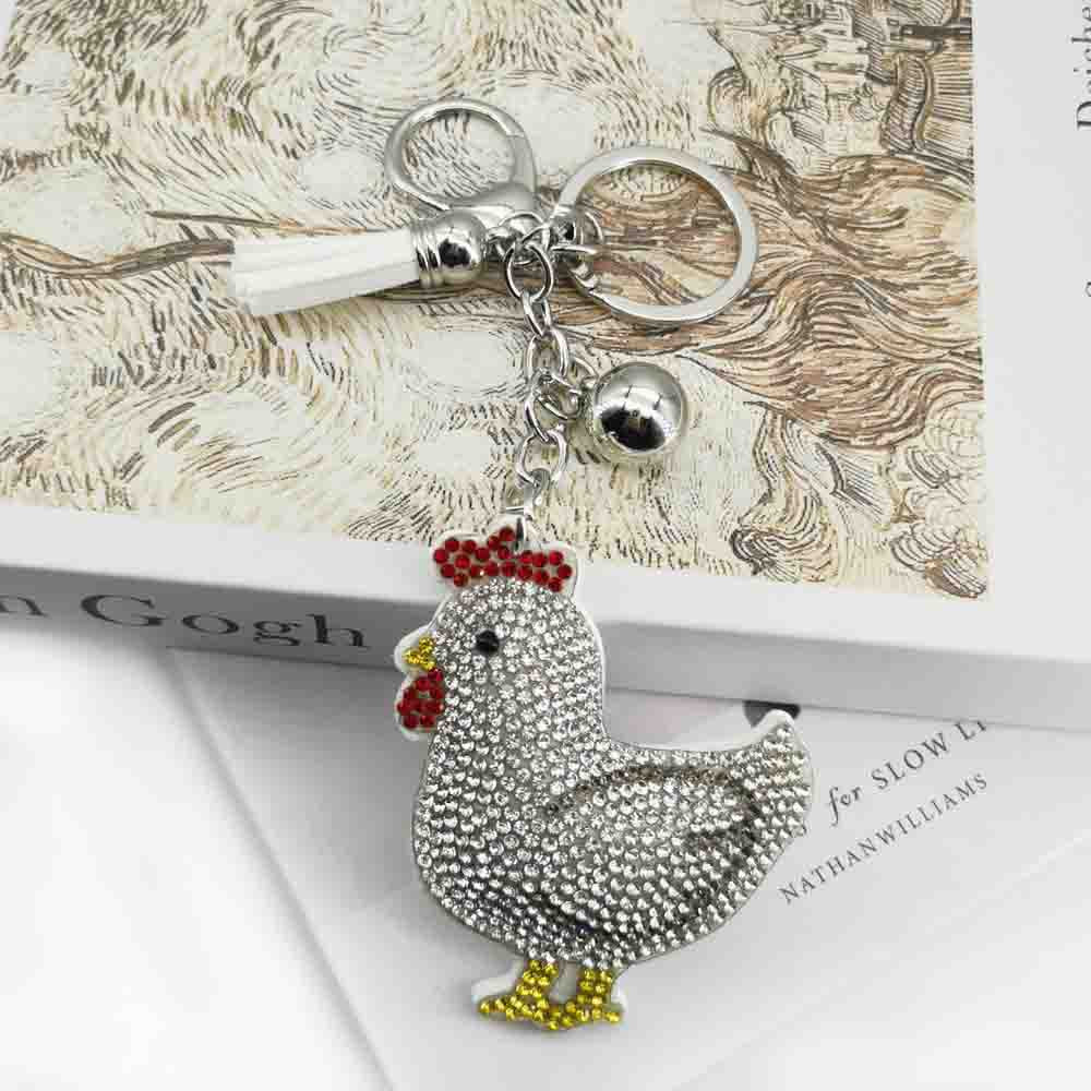 Wholesale 4pcs  Diamond studded hen Rhinestone Keychain