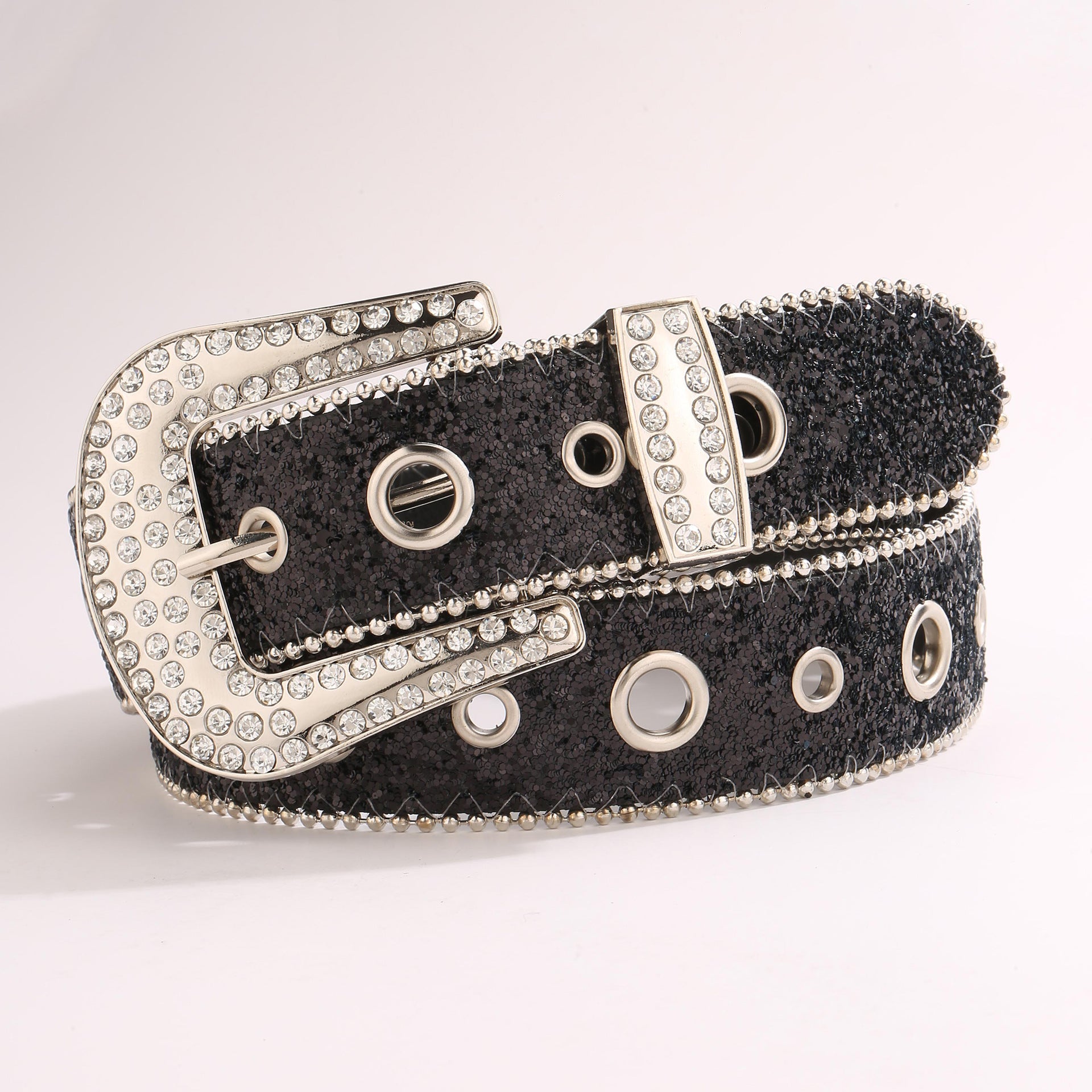 Wholesale Y2k Edge Beads Wide Belt Sequin Belt