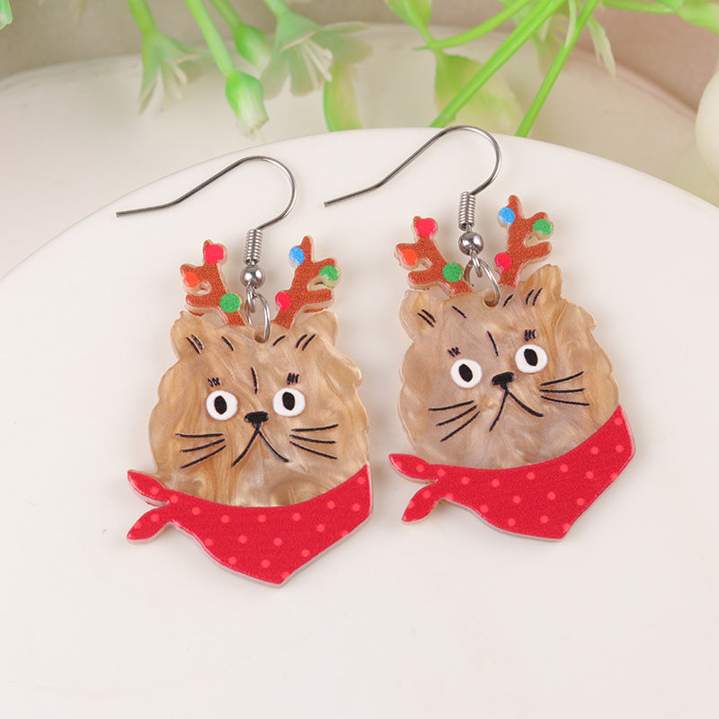 Wholesale  Christmas Series Elk Gloves Acrylic Earrings