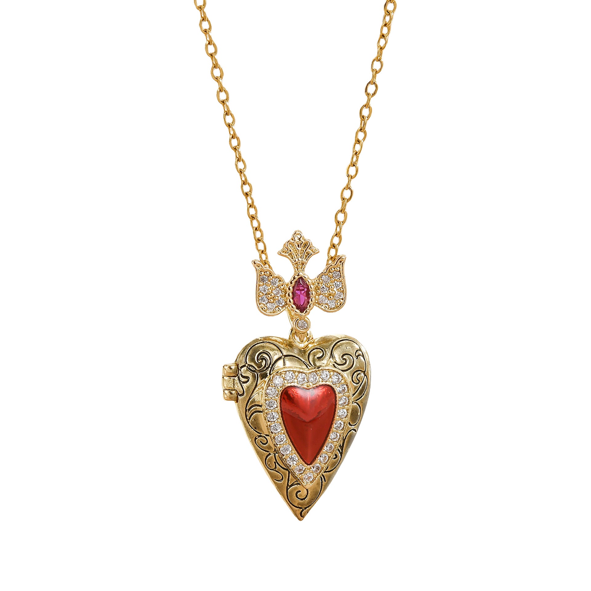 Wholesale Valentine' s Day heart-shaped hinged box pendant necklace