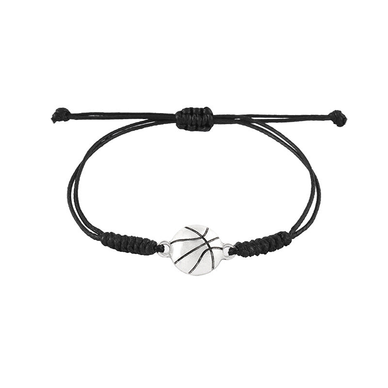 Wholesale Wax Thread Hand-woven Alloy Football Baseball Basketball Volleyball Rugby Pull Bracelet