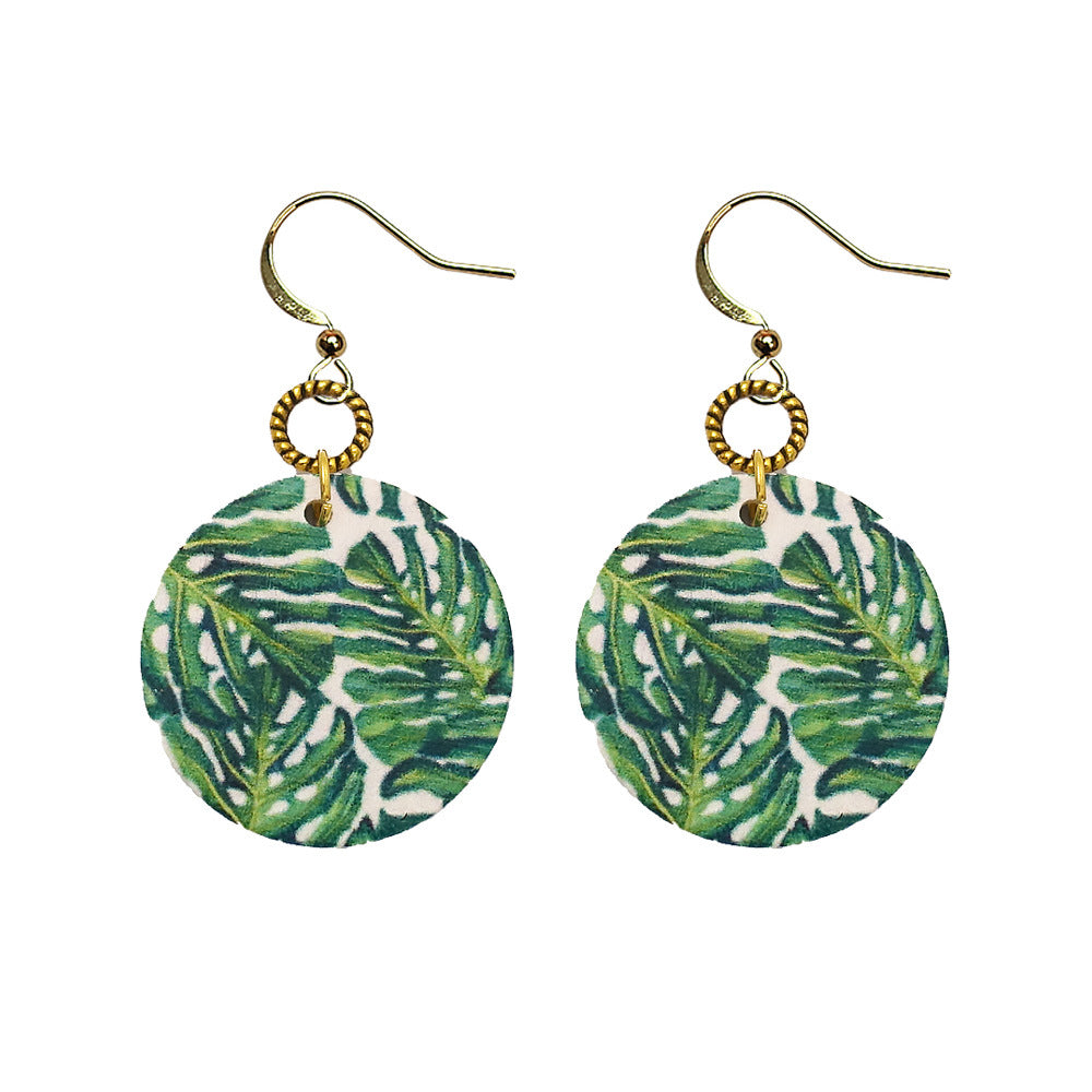 Wholesale Painted wooden retro bohemian style holiday style earrings