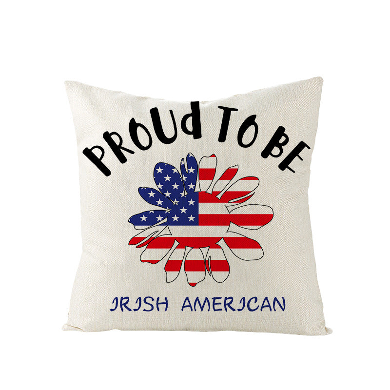 Wholesale of American Independence Day Red Blue Letter Polyester Pillow Covers