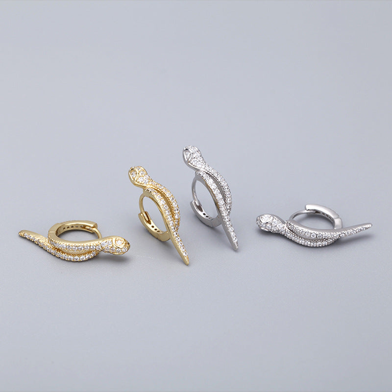 Wholesale 925 Sterling Silver Snake Shaped Zircon Earrings