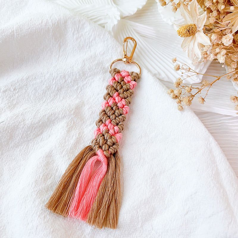 Wholesale Colorful Woven Cotton Rope Keychains