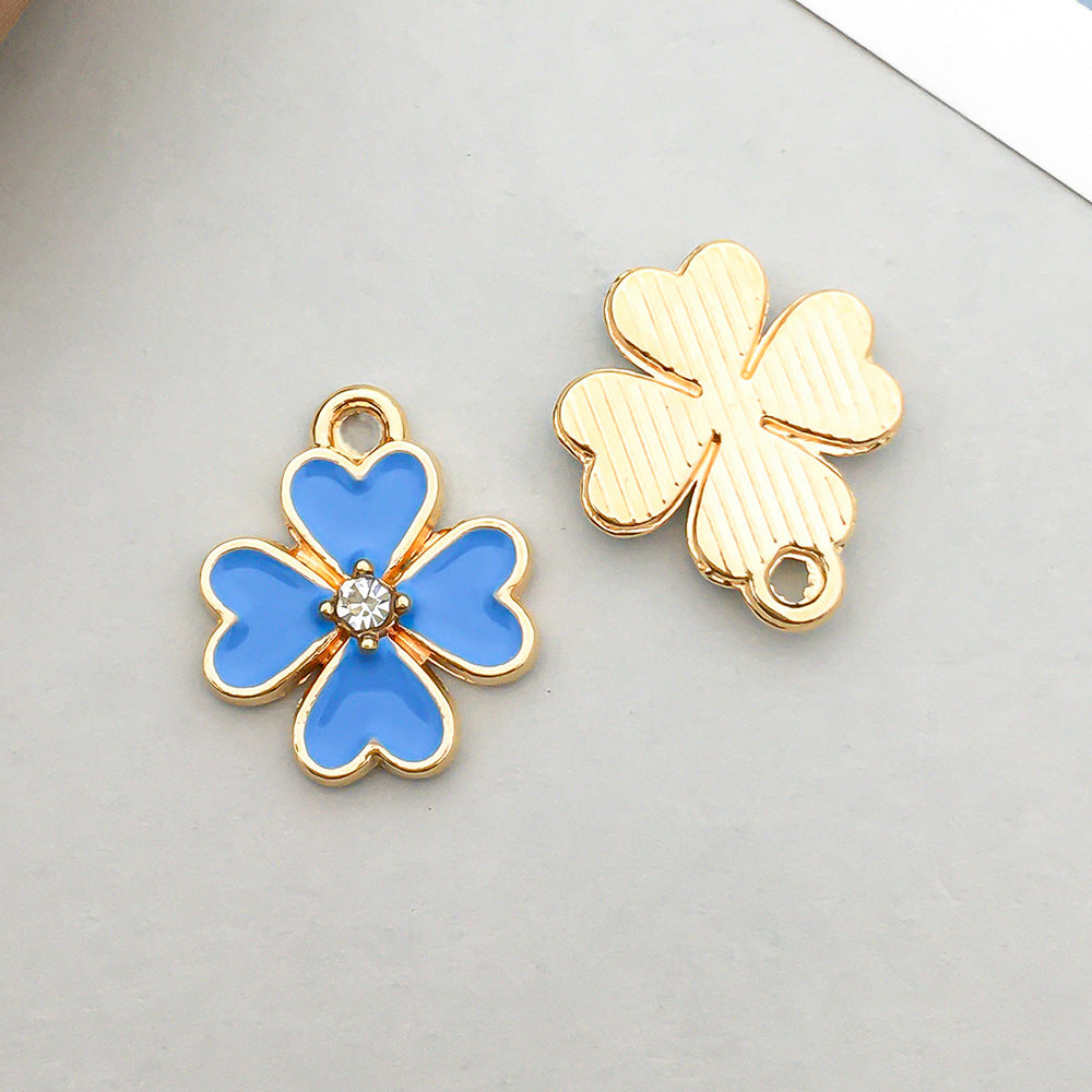 Wholesale Mix 30 Lake Blue Drip Oil Alloy Cute Cartoon Simulation Animal Pendant
