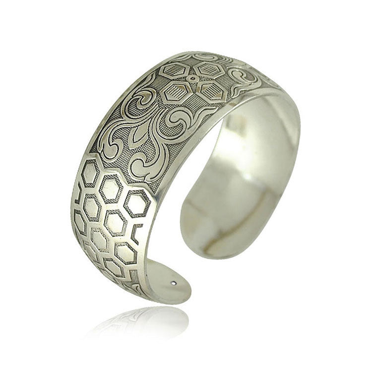 Wholesale Bohemian Vintage Wide Tibetan Silver Carved Bracelets