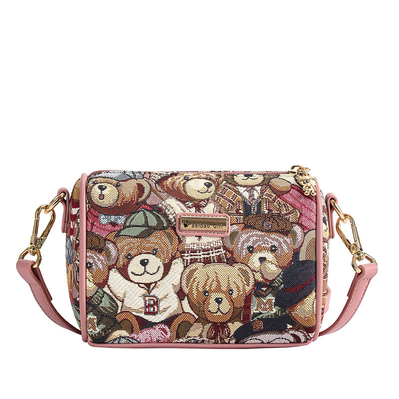 Wholesale Simple Bear One Shoulder Crossbody Canvas Bag