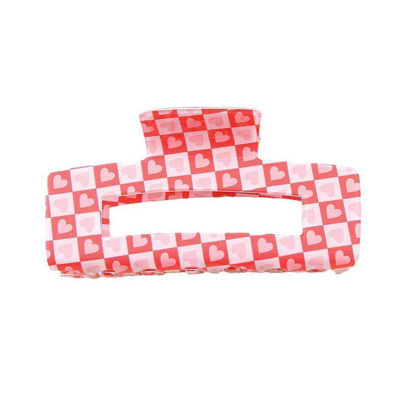 Wholesale Acrylic Valentine's Day Large Rectangular Cupid Rose Shark Clip Hair Accessories