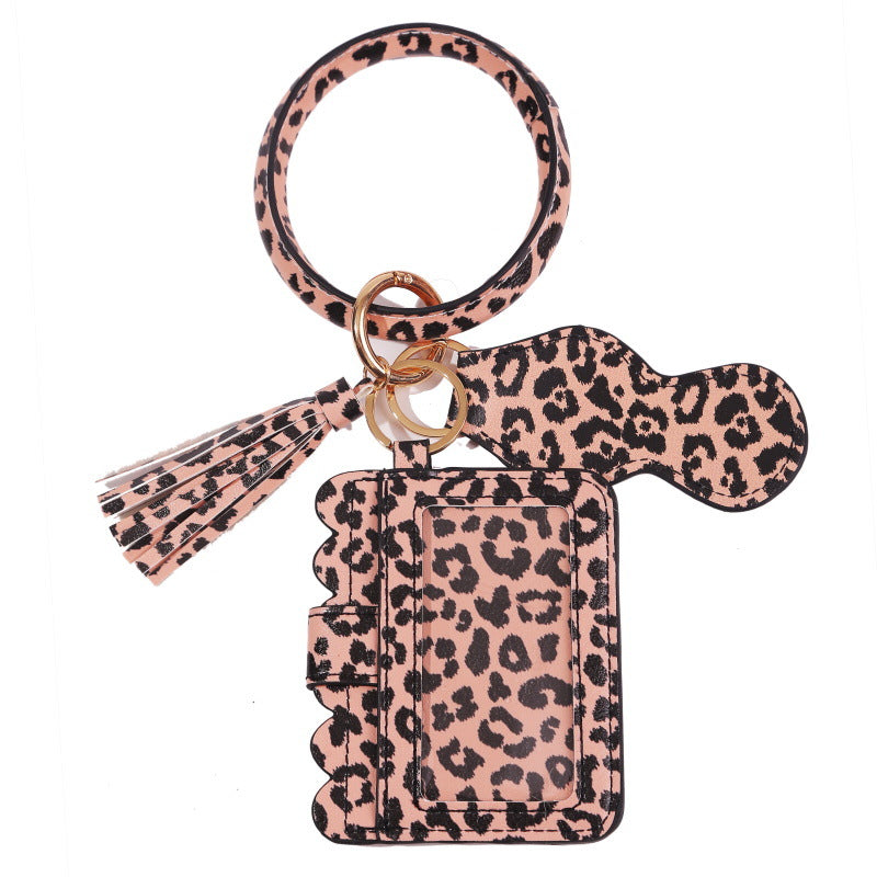Wholesale  PU Leopard Print Snake Print Card Holder Wrist Keychain