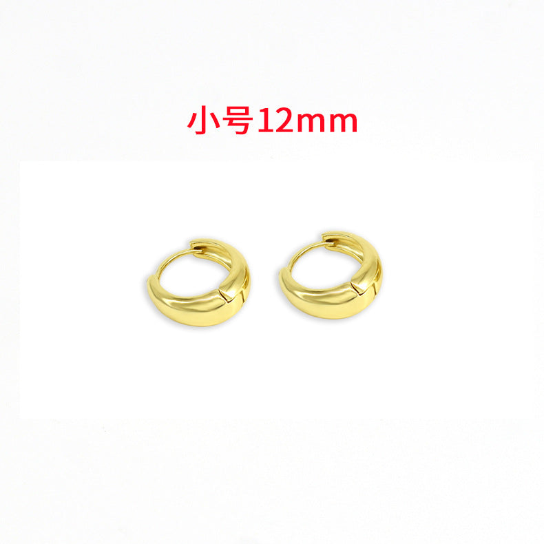 Wholesale Smooth European and American Fashionable Versatile Simple Copper Gold-plated Earrings