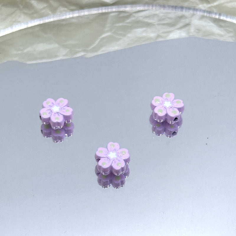 Wholesale 10pcs drop oil five petal flower flower plum blossom DIY beaded alloy paint