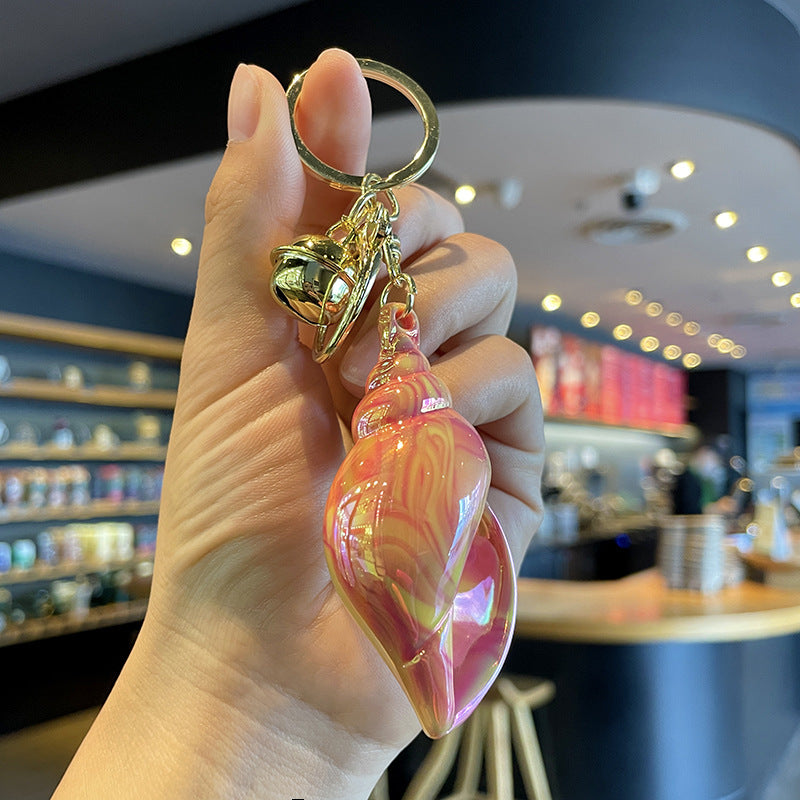 Wholesale Electroplating Colorful Acrylic Conch Keychain