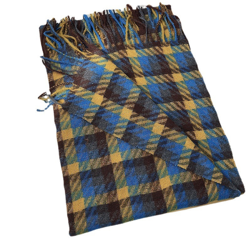 Wholesale Long Tassel Imitation Cashmere Warm Plaid Scarves