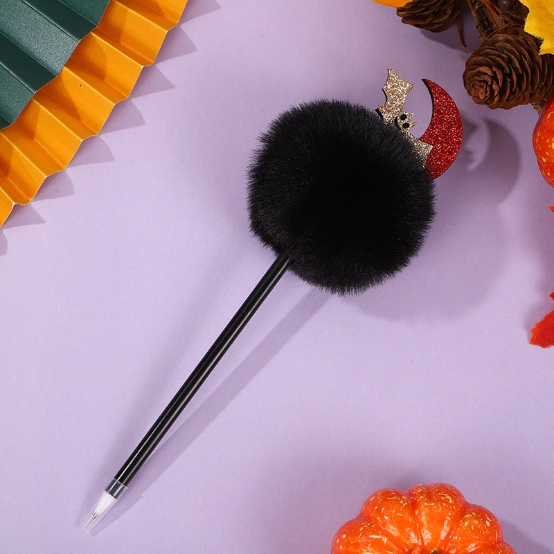 Wholesale Halloween Bat Pumpkin Head Hair Ball Ballpoint Pen