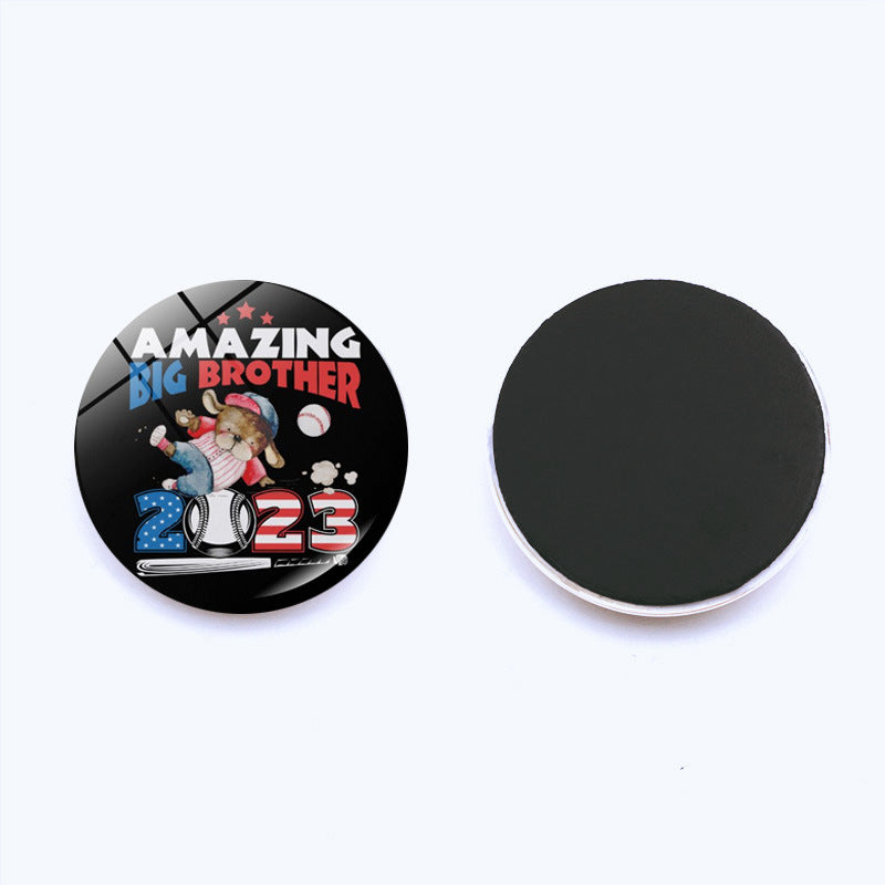 Al por mayor 25 mm Flag Bail Baseball Fridge Time Gema Gema Magnetic Glass Decorations
