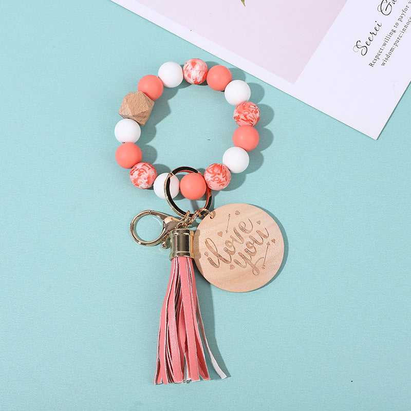 Wholesale Colorful Silicone Beaded Wrist Keychain