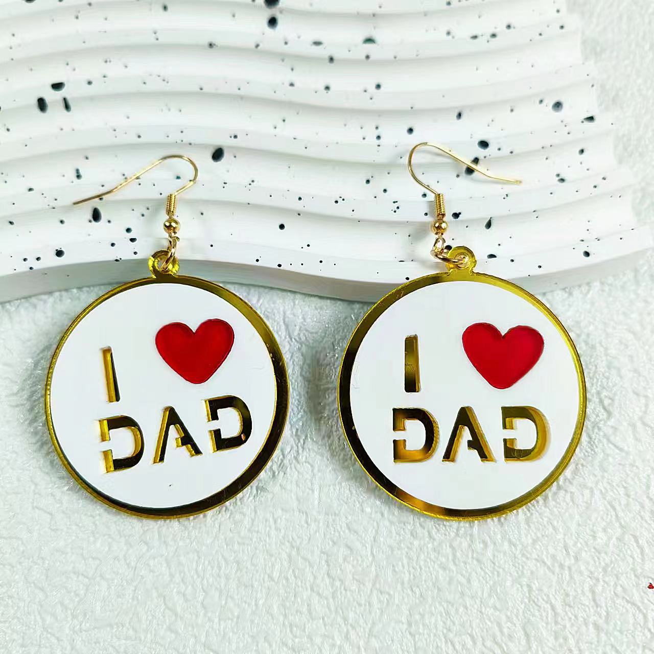 Wholesale Mother's Day Round Pendant Earrings Acrylic Earrings