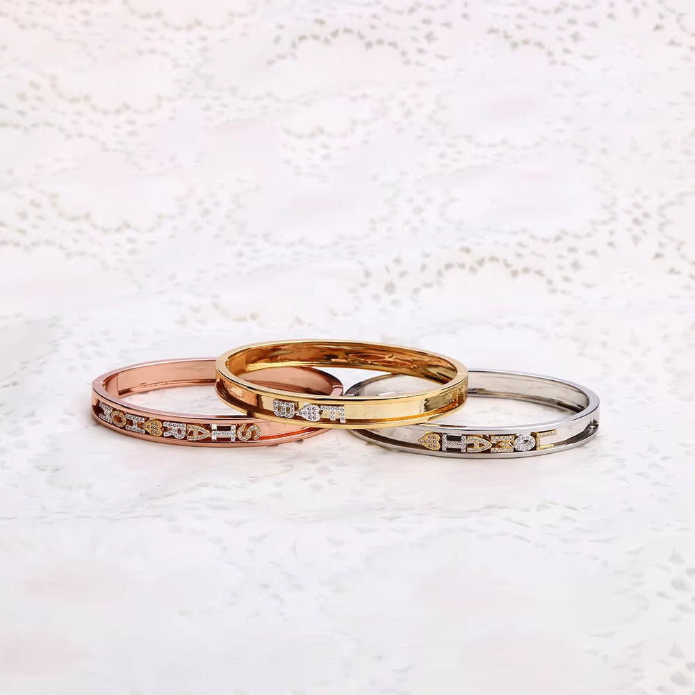 Wholesale Sliding zircon English letter birthstone slider bracelet