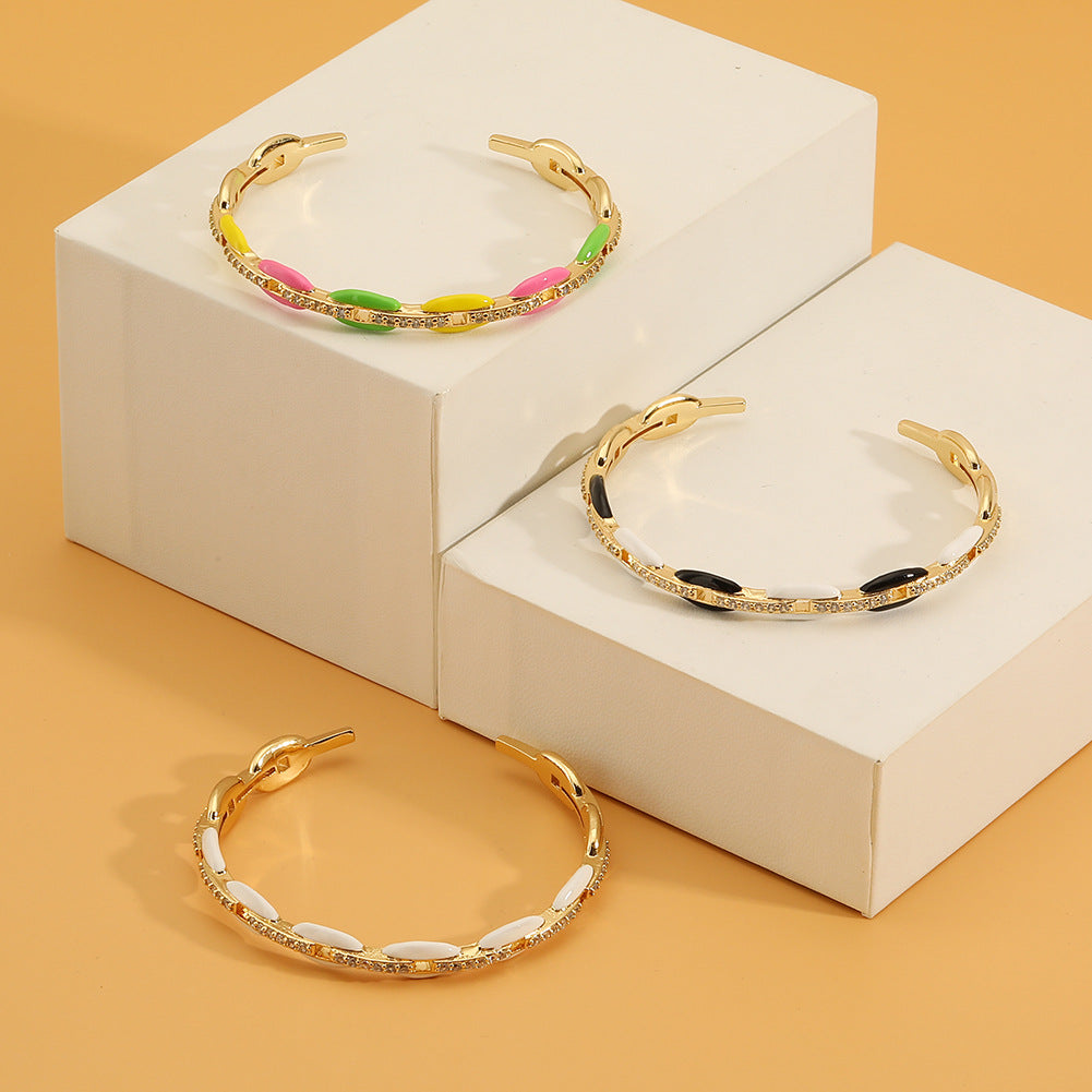 Wholesale Drip Oil Geometric Retro Jump Color Bracelet