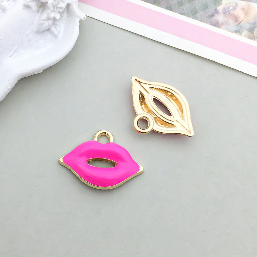 Wholesale Mix 30 Rose Red Drip Oil Alloy Cute Cartoon Simulation Heart Pendant