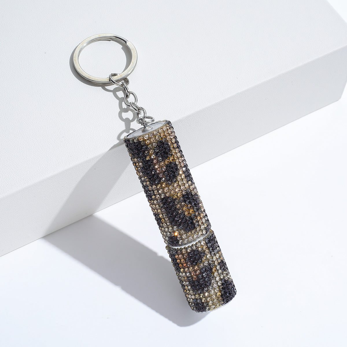 Wholesale Colorful Leopard Print Rhinestone Perfume Bottle Portable Multifunctional Keychain