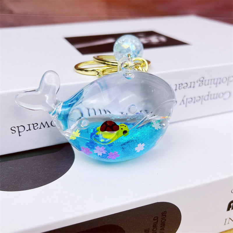 Wholesale Whale Floating Acrylic Liquid Keychain