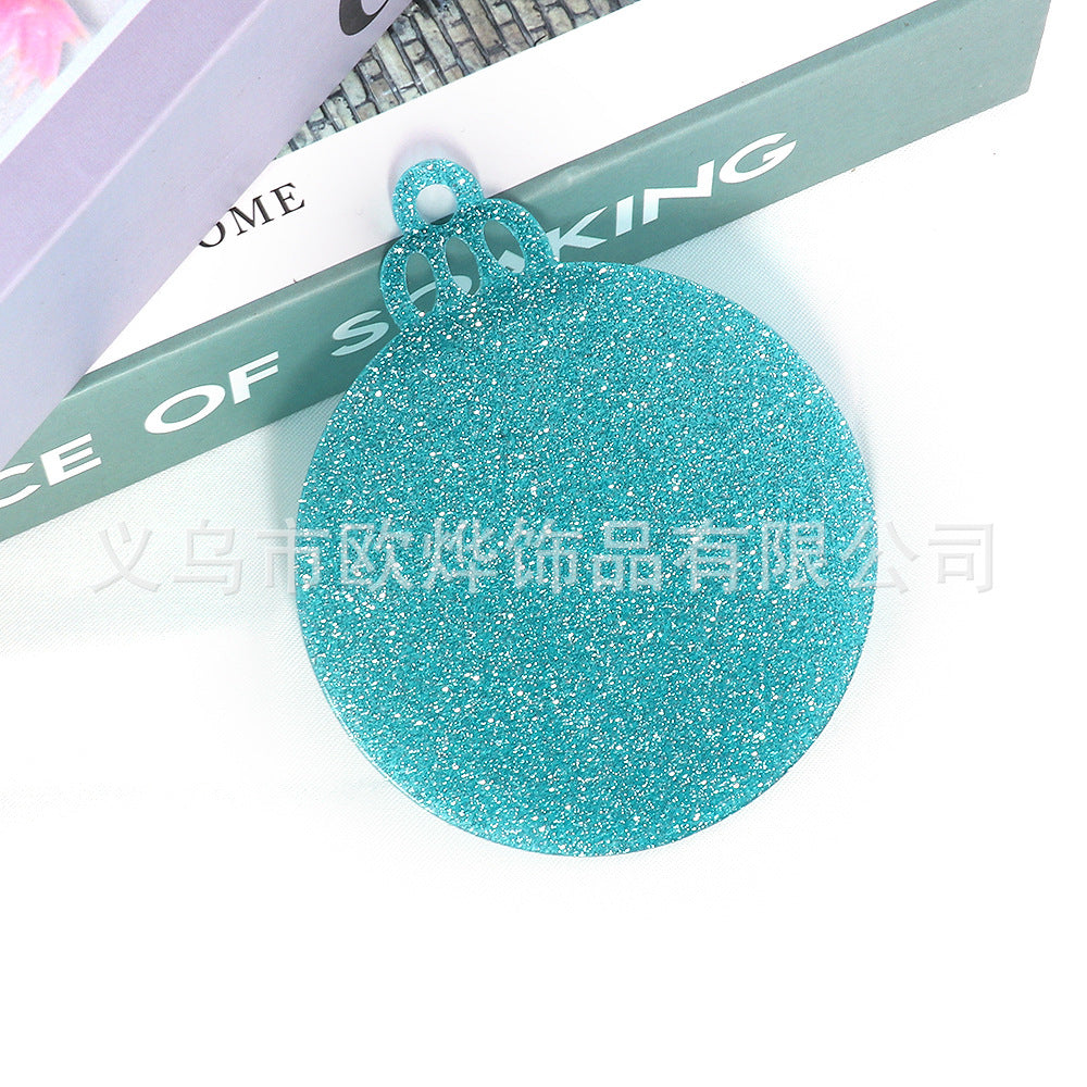 Wholesale 10pcs Glitter Acrylic Christmas Pendant Decoration DIY Glitter Craft Hanging Ornament Patch