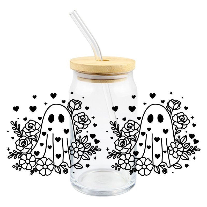 Wholesale 5pcs Pumpkin Cute Ghost Halloween 16oz Cup UV DTF Wraps