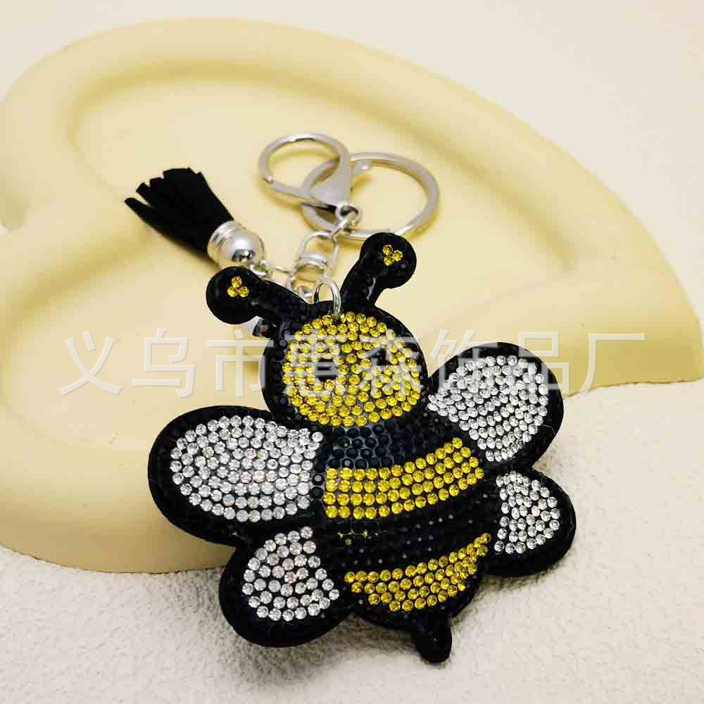 Wholesale  4pcs   Cute rhinestone bee Rhinestone Keychain