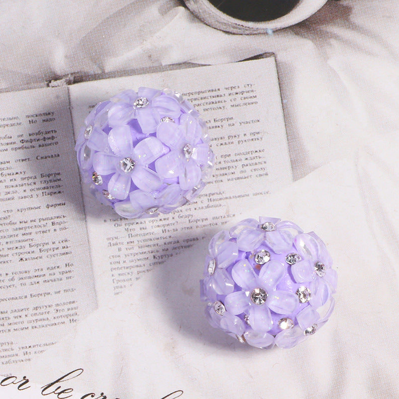 Wholesale 5pcs/pack DIY small  flower ball polymer clay straight hole beads