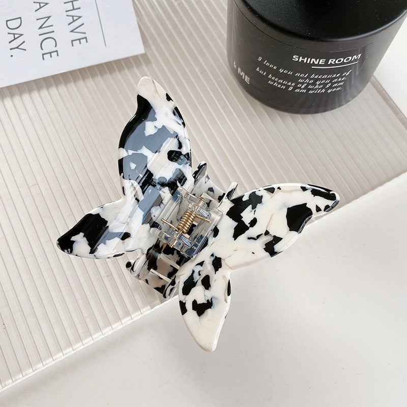 Wholesale Cow Black and White Medium Hollow Acetate Plate Hair Clips