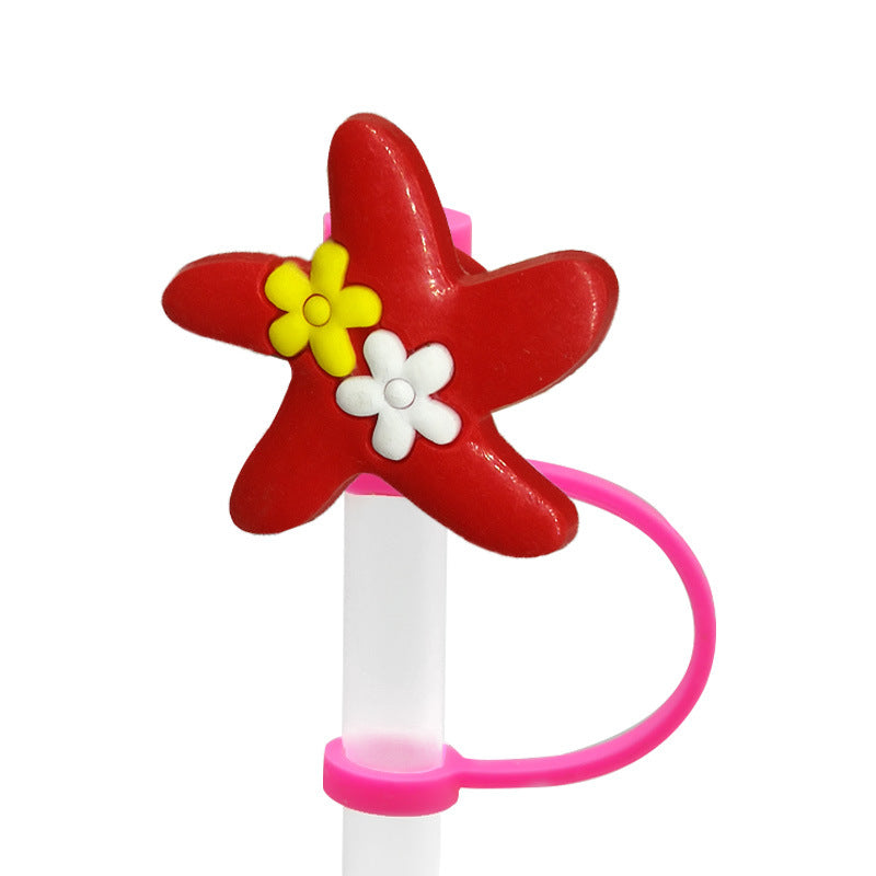 Wholesale 10pcs/pack Straw Cap Flower Fruit Straw Cover Silicone Dust Plug Party Straw