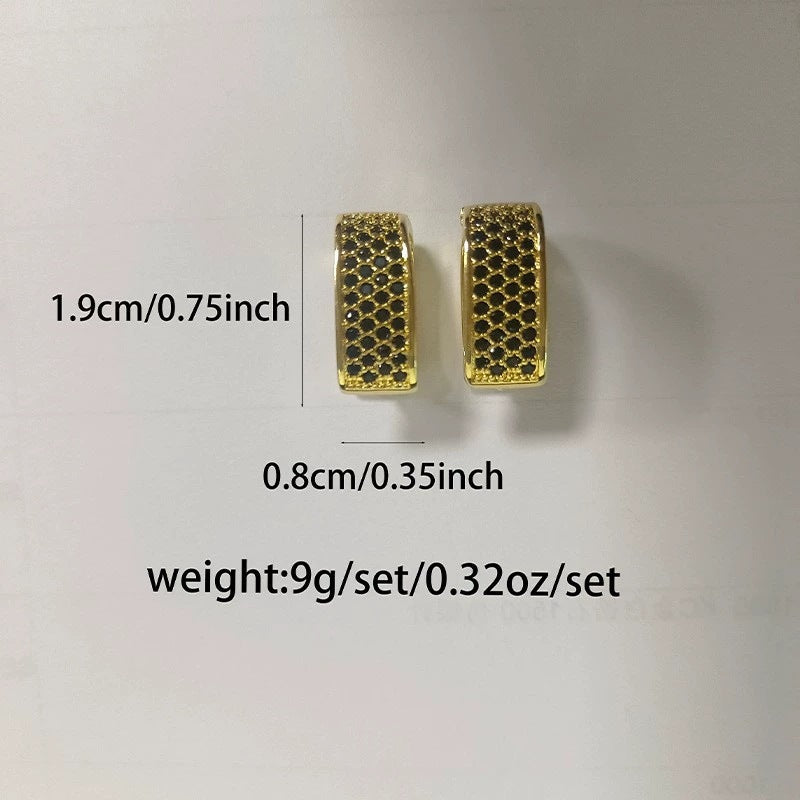 Wholesale Square colored diamond studded geometric earrings