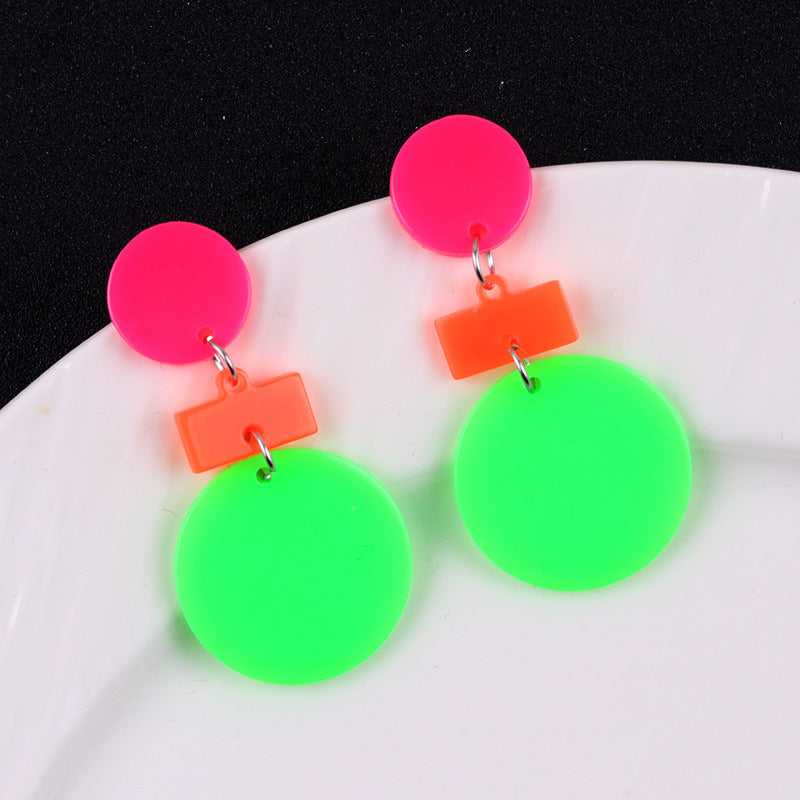 Wholesale Geometric fluorescent lightning bolt round irregular acrylic earrings