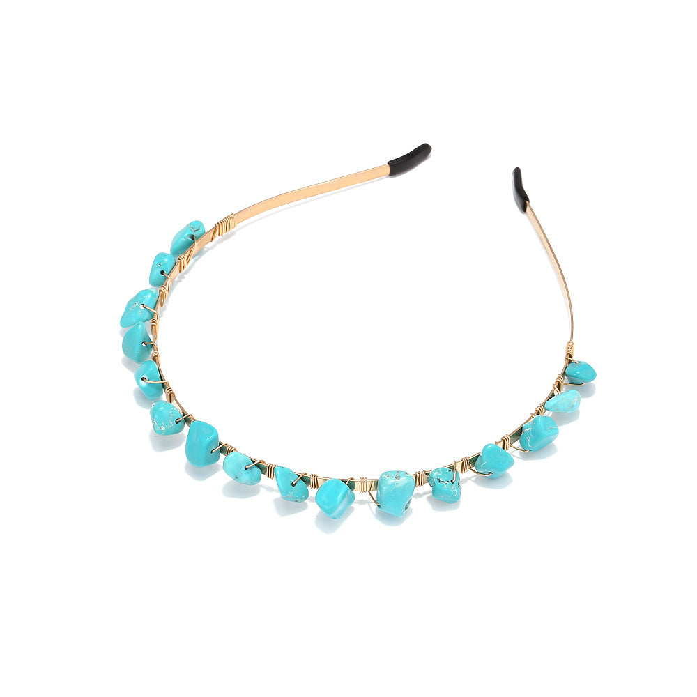 Wholesale Bohemian Western Style Hand Wrapped Turquoise Headband