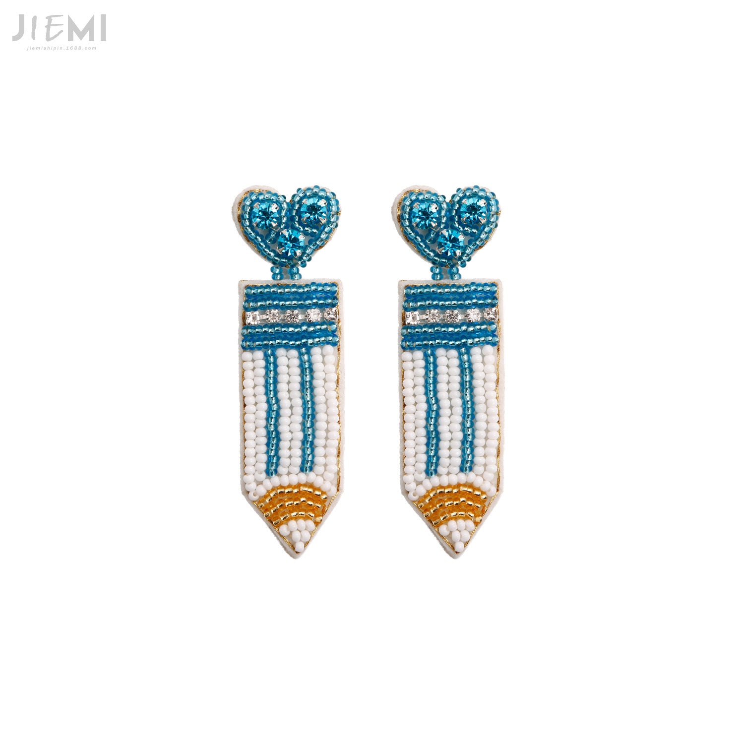 Wholesale Valentine's Day Handwoven Pencil Rice Beads Love Earrings