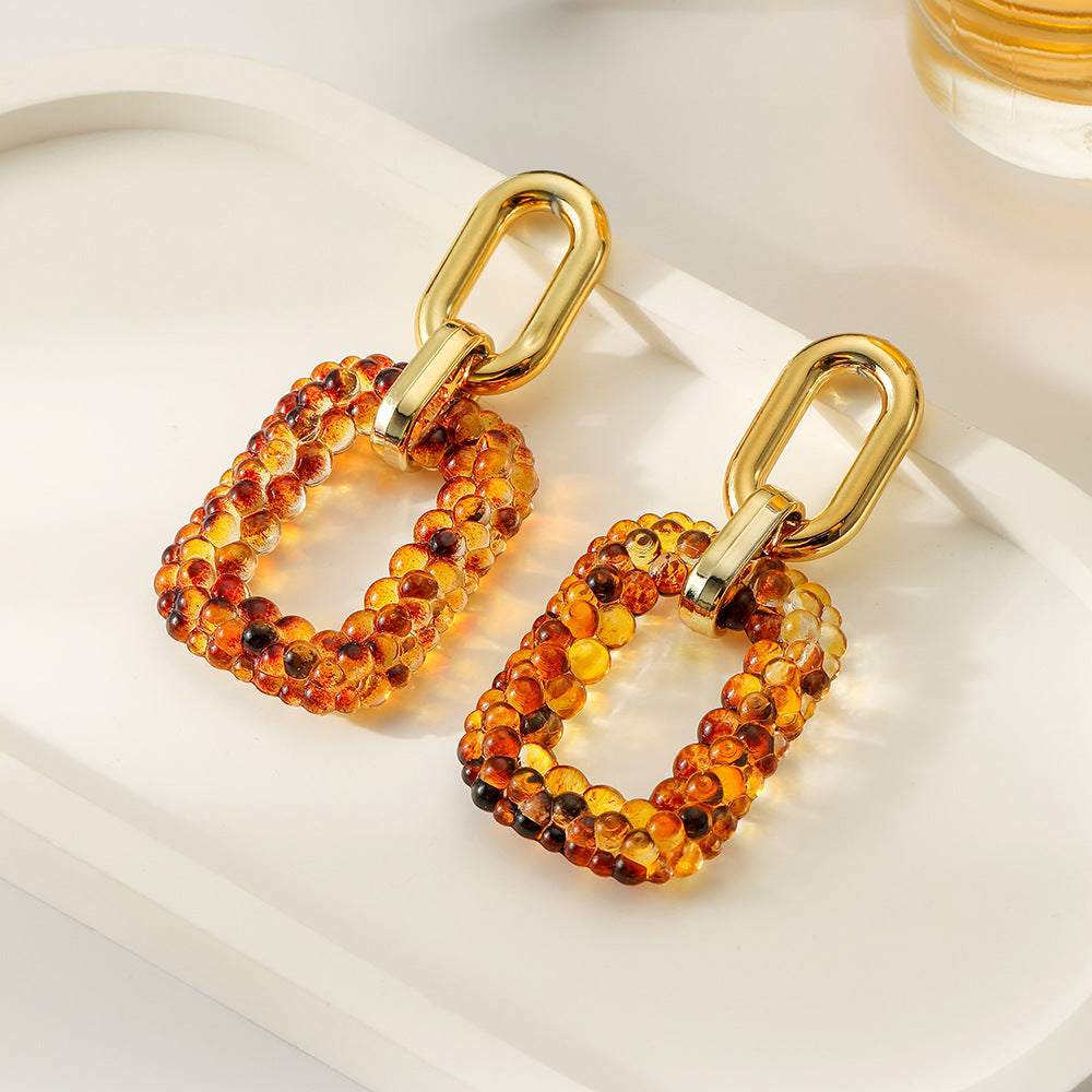 Wholesale Leopard Print Chain Plastic Long Earrings