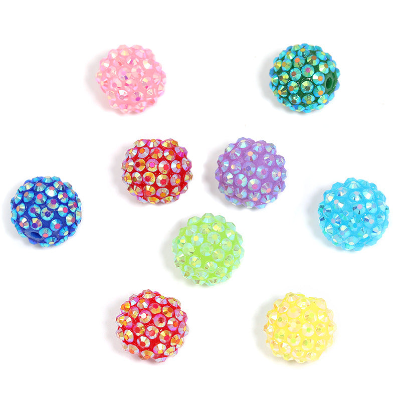 Wholesale Random 100pcs Colored diamond studded bead  Acrylic Beads