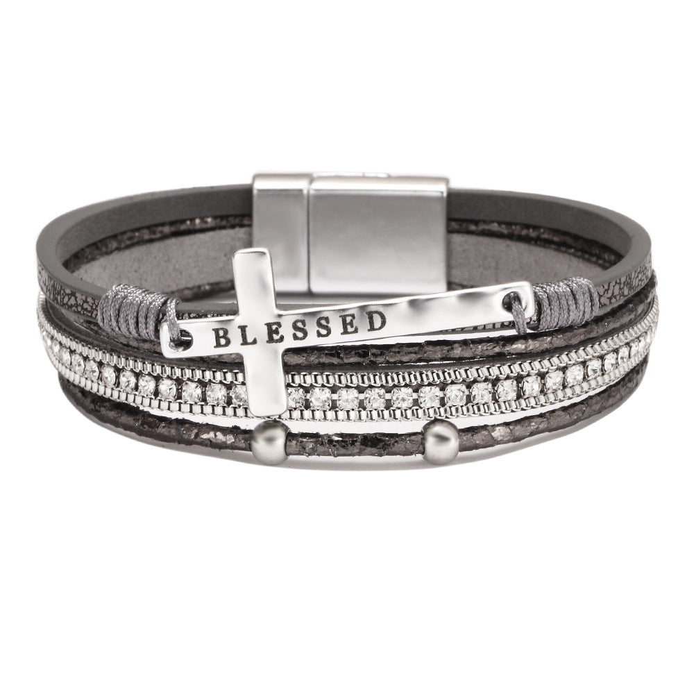 Wholesale Bohemian Cross Micro Diamond Magnetic Bracelet