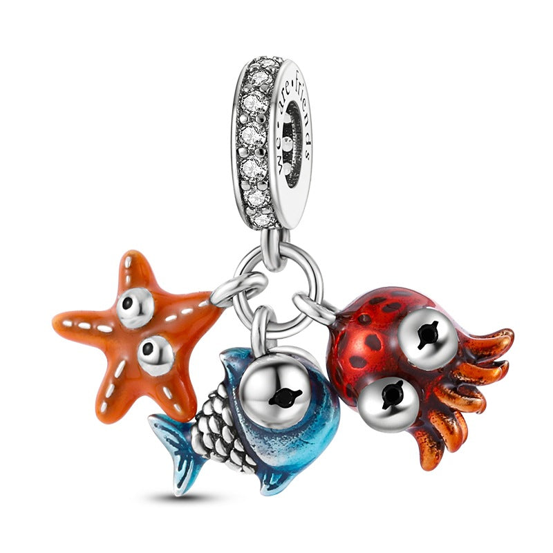 Wholesale Silver plated bead cute animal bracelet Charms
